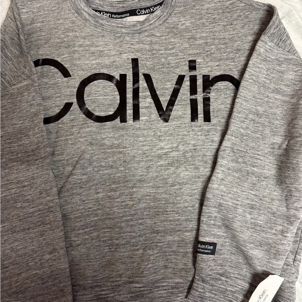 Calvin Klein Gray Crewneck Sweatshirt with Black Logo